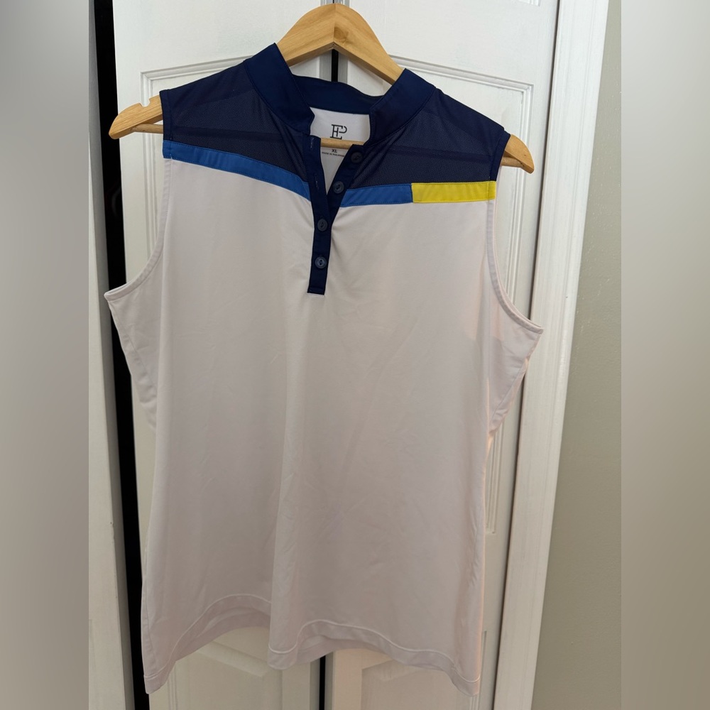 EP New York Sleeveless Split Mock Golf Polo